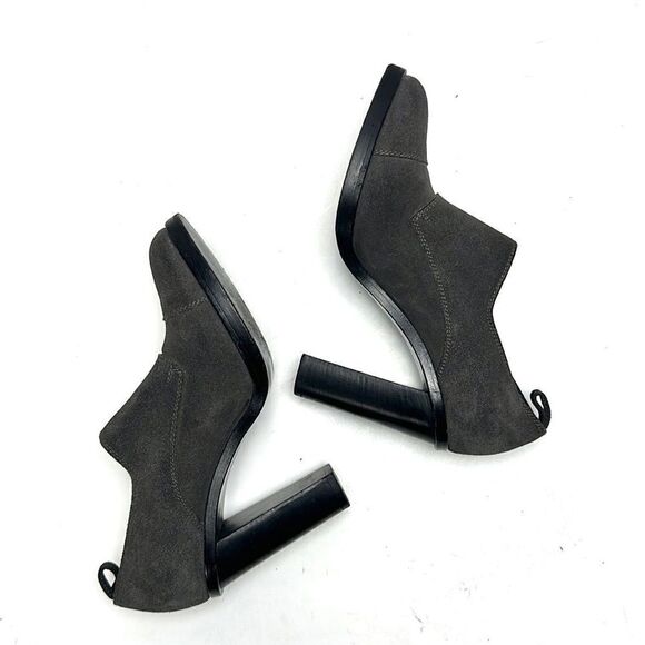 Brooks Brothers Charcoal Gray Suede Monk Strap Heels Booties made in Italy 6,5 - Picture 6 of 15